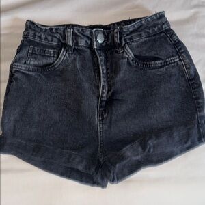 Cotton On High Rise Stretch Black Denim Shorts